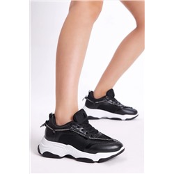 Tonny Black Kadın Siyah Taş Şeritl Bağcıklı Sneaker TBLDY030
