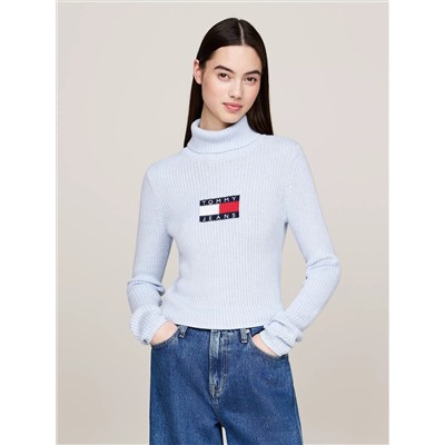 Cropped Slim Fit Turtleneck Sweater