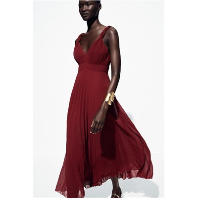 PLEATED MIDI DRESS