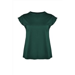 Yeşil Kolları Bağlama Detaylı %100 Pamuk Örme T-Shirt TBBSS22BF0003