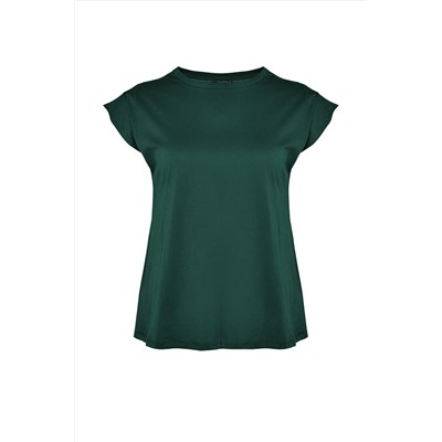Yeşil Kolları Bağlama Detaylı %100 Pamuk Örme T-Shirt TBBSS22BF0003