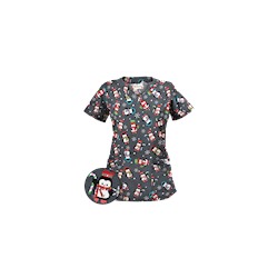 UA Penguin Holiday Pewter Print Scrub Top