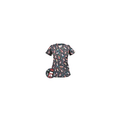 UA Penguin Holiday Pewter Print Scrub Top