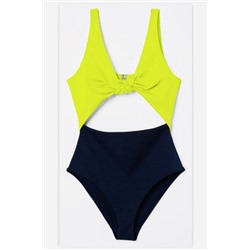 DEEP BEACH Db20097m Siyah Neon Sarı Önü Açık Fiyonklu Kaplı Mayo DB20097M