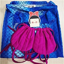 XonyiCos Kids Girls Sparkle Mermaid Tail With Monofin Swimmable Swimwear 4pcs Sets For Kids 3~10Years