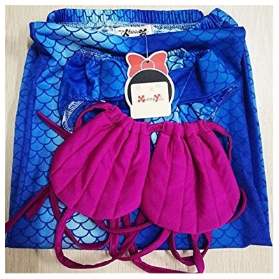 XonyiCos Kids Girls Sparkle Mermaid Tail With Monofin Swimmable Swimwear 4pcs Sets For Kids 3~10Years