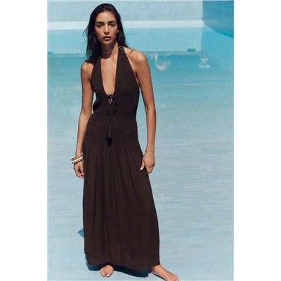 SMOCKED HALTER DRESS