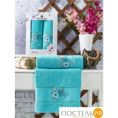 11778 Комп. Пол. MERZUKA махр. в короб. (50x90/1)(70х140/1) 2 шт.DURU бирюзовый