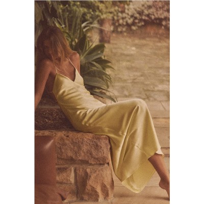SATIN MIDI DRESS WITH STRAPS ON THE BACK