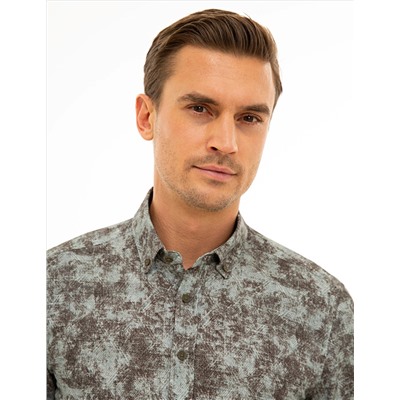 Haki Slim Fit Uzun Kollu Gömlek