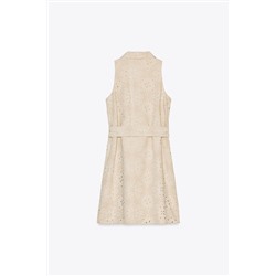 EMBROIDERED CUTWORK SMOCK DRESS