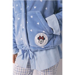Bata corta polar Mickey azul estampado