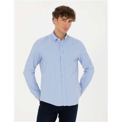 Açık Mavi Slim Fit Uzun Kollu Gömlek