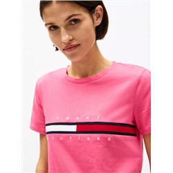 Embroidered Flag Stripe Logo T-Shirt