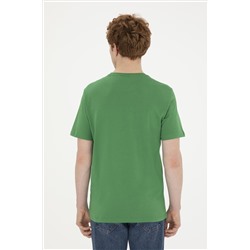 Erkek Regular Fit Bisiklet Yaka Yeşil Basic Tişört