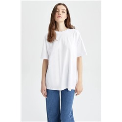 Defacto Oversize Fit Bisiklet Yaka Kısa Kollu %100 Pamuk Tişört V4136AZ22SP