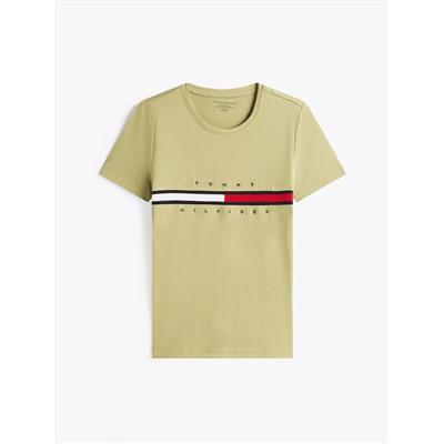 Embroidered Flag Stripe Logo T-Shirt