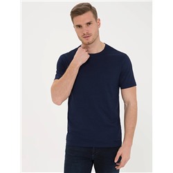 Koyu Lacivert Slim Fit Bisiklet Yaka Basic Tişört