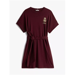 Gold Crest Logo Belted T-Shirt Dress