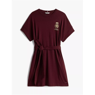 Gold Crest Logo Belted T-Shirt Dress