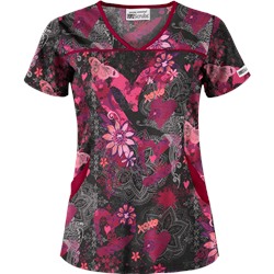 UA Artsy Hearts Black Print Scrub Top