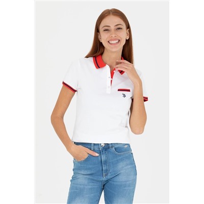 Kadın Beyaz Polo Yaka Tişört