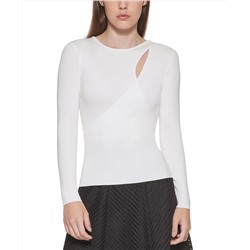 DKNY Cutout Crossover Ribbed Top