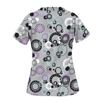 UA Round And Round Silver Print Scrub Top