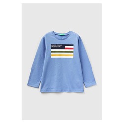 United Colors of Benetton Erkek Çocuk 05N Slogan Baskılı T-Shirt Havacı Mavi 223A3I1XG10A8
