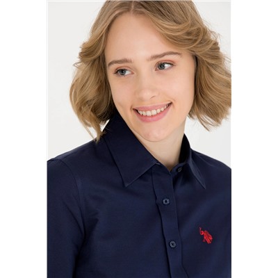 Kadın Lacivert Uzun Kollu Basic Gömlek