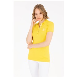 Kadın Sarı Basic Polo Yaka Tişört