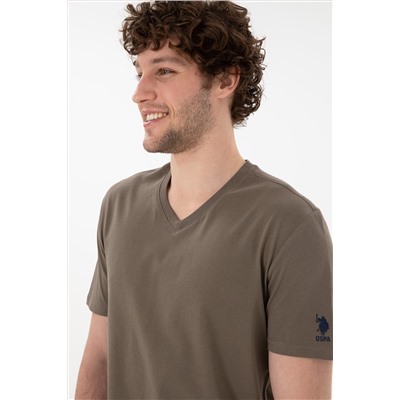 Erkek Regular Fit  V Yaka Vizon Basic Tişört