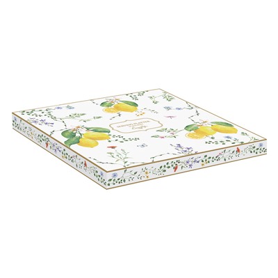 Блюдо, 25х18 см, фарфор P, овальное, белое, Цветы и лимоны, Fleurs et Citrons, 63253