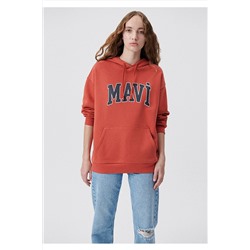 Mavi Logo Baskılı Kapüşonlu Kırmızı Sweatshirt 1600361-70459