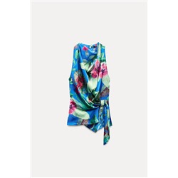 SATIN TROPICAL PRINT TOP
