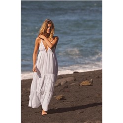 EMBROIDERED GAUZE MIDI DRESS