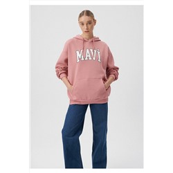 Mavi Logo Baskılı Kapüşonlu Pembe Sweatshirt 1600361-70957