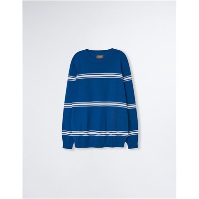 Striped Knitted Jumper, Men, Blue