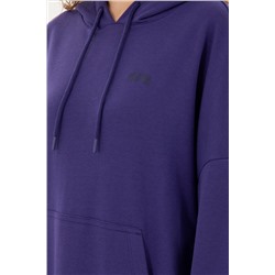 Kadın Mor Kapüşonlu Basic Sweatshirt