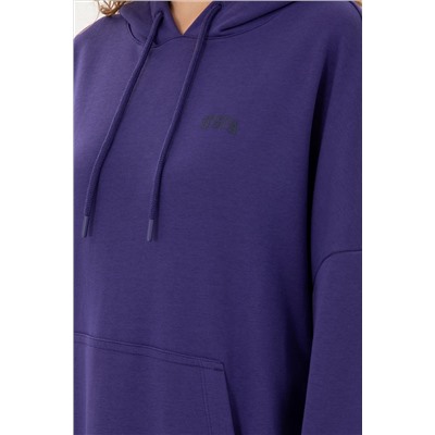Kadın Mor Kapüşonlu Basic Sweatshirt