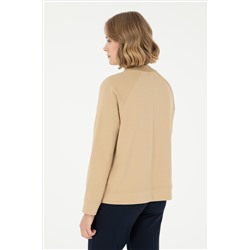 Kadın Kum Bisiklet Yaka Sweatshirt
