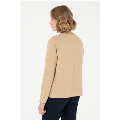 Kadın Kum Bisiklet Yaka Sweatshirt