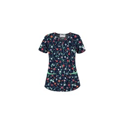 UA Flower Patch Navy Scrub Top