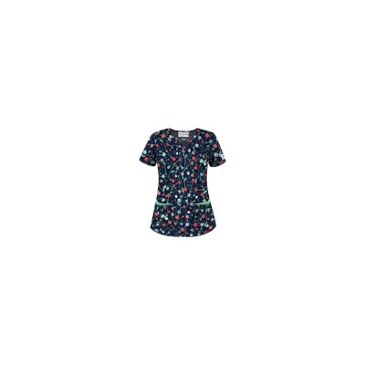 UA Flower Patch Navy Scrub Top