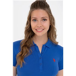 Kadın Saks Basic Polo Yaka Tişört