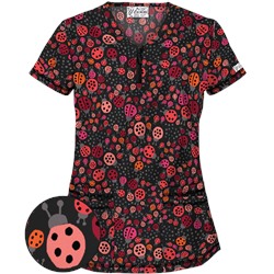 UA Lady Bug Oasis Black Print Scrub Top