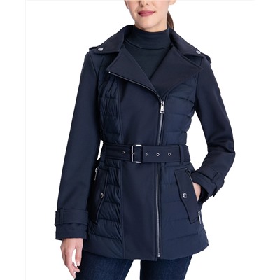 MICHAEL Michael Kors Belted Mixed Media Raincoat