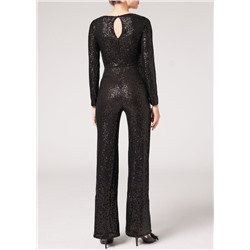 Flare Overall aus Paillettengewebe