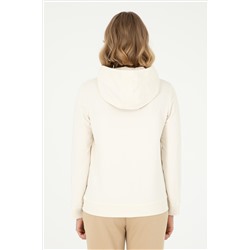 Kadın Krem Kapüşonlu Sweatshirt