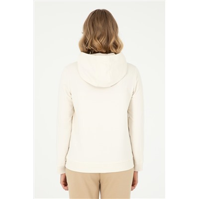 Kadın Krem Kapüşonlu Sweatshirt